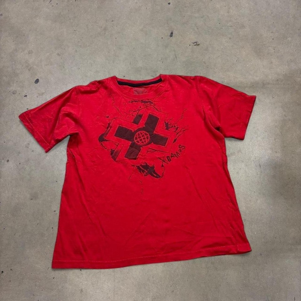 Look Live Ride X Games Skate T-Shirt Red Y2K Graphic Tee Youth XL Mens XS
